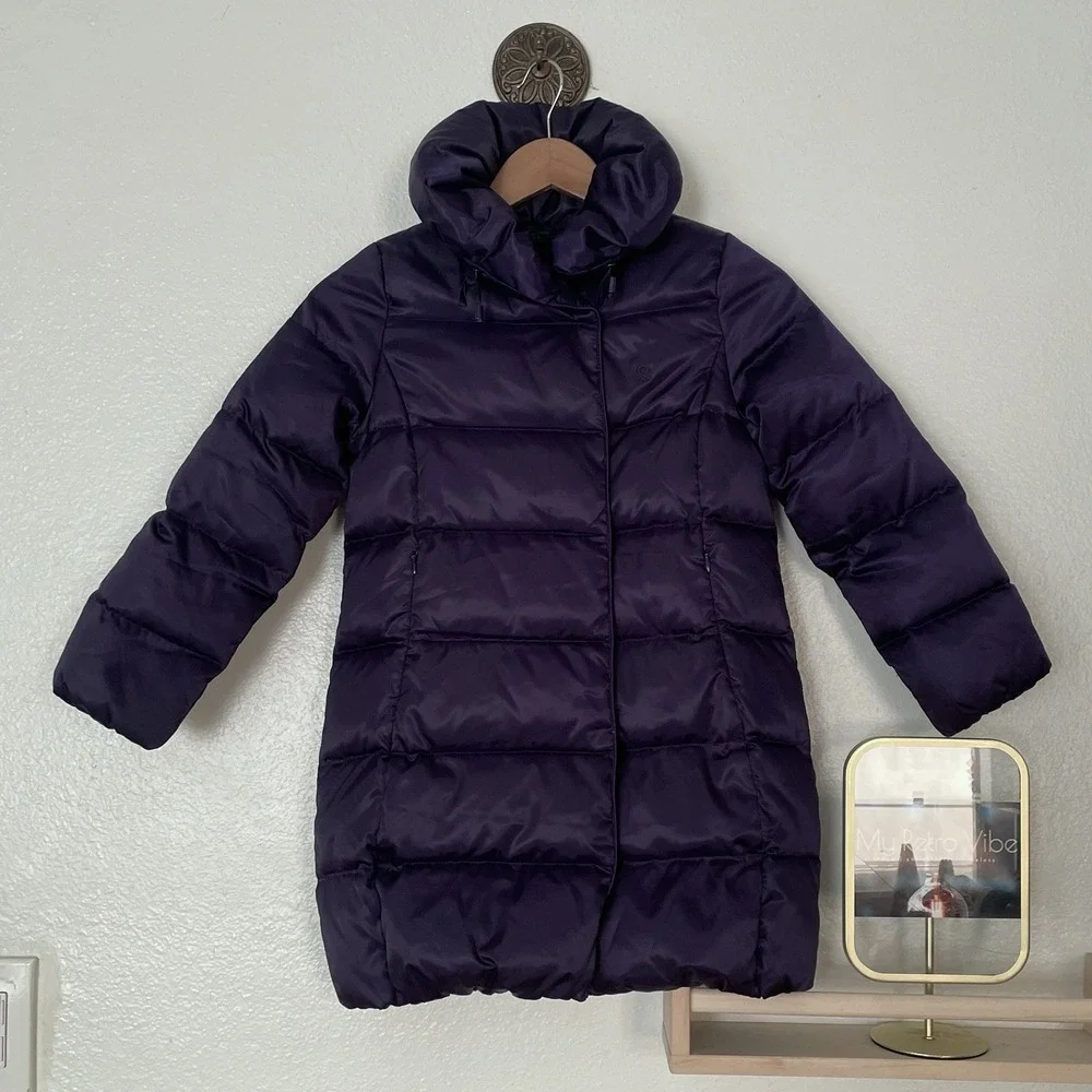 United Colors Of Benetton Plum‎ Purple Snap Up Puffer Jacket Girls Size 130 7-8y